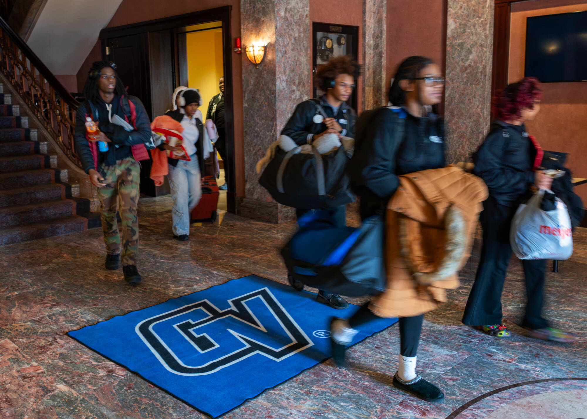 TRIO students leave the GVSU Detroit Center on March 7 for a TRIO student leadership summit in Traverse City. (TRIO Upward Bound Detroit has GVSU photo releases for students)